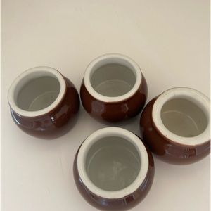 4 Hall Brown Bean Pots Custard Cups #461